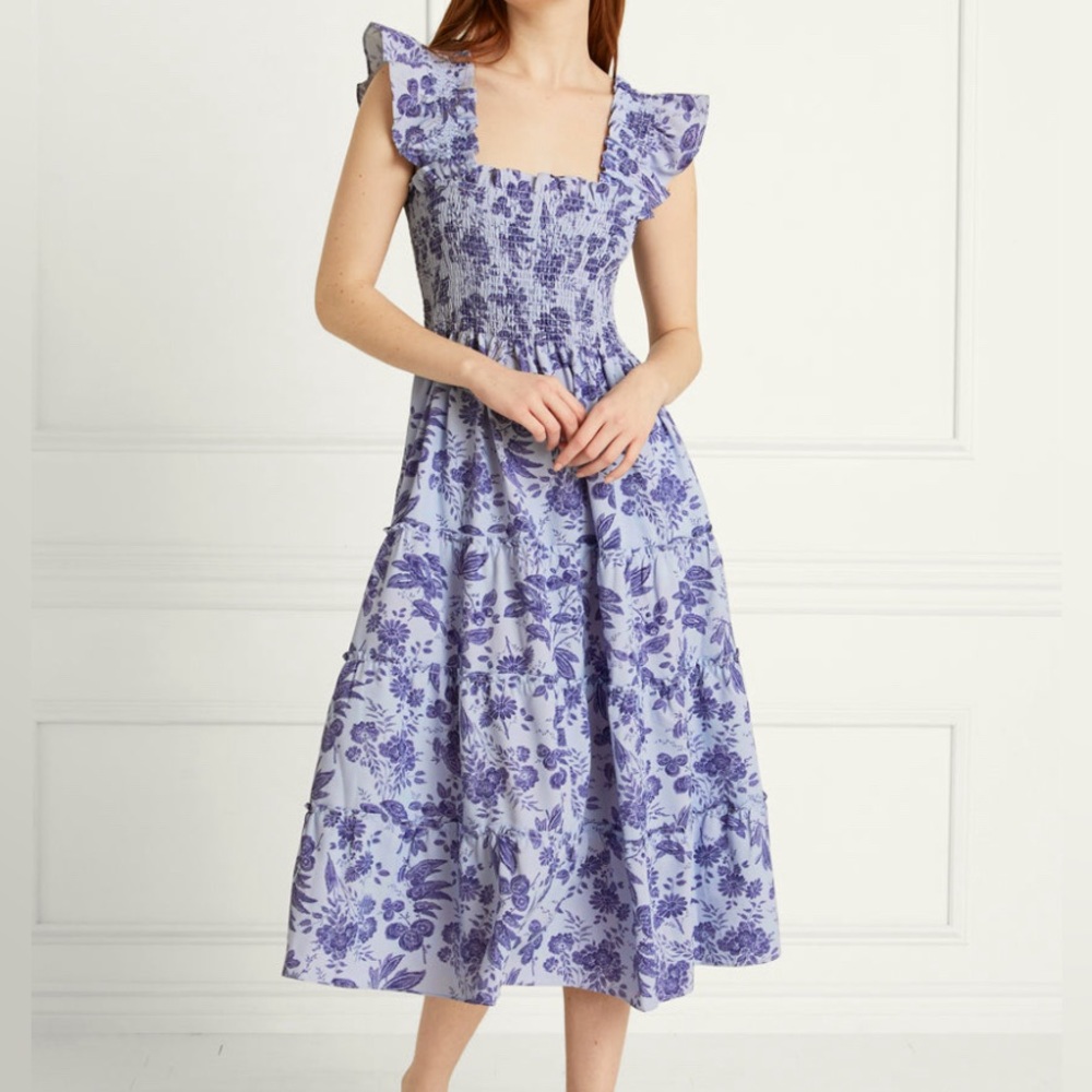 Hill House Home Nap Dress Lilac Tonal Floral Crepe Medium Preowned